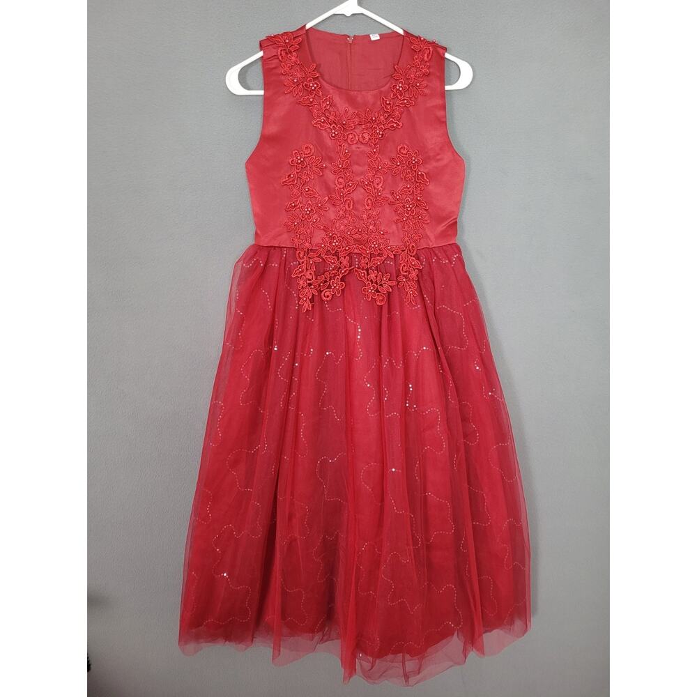 Weileenice Flower Wedding Dress Tulle Tutu Dress Ball Gown Size 12-13yrs. (170)